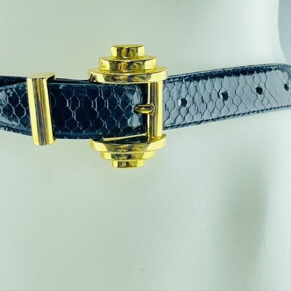 Morgan Taylor Black Patent Belt with Gold Art Deco Buckle main image 10